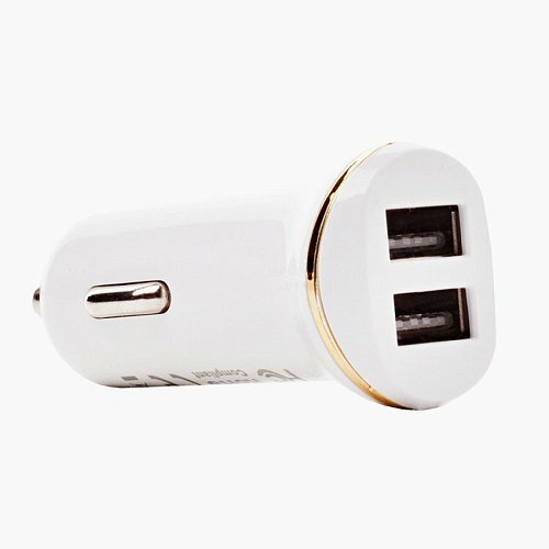 Автомобильное зарядное устройство, 2 USB 2.1A (Z1), usb cable lightning, HOCO, белый