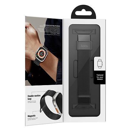 Ремешок на руку для Apple Watch 38/40/41/42 мм, HOCO, AS101, Milanese loop, магнитный, черный