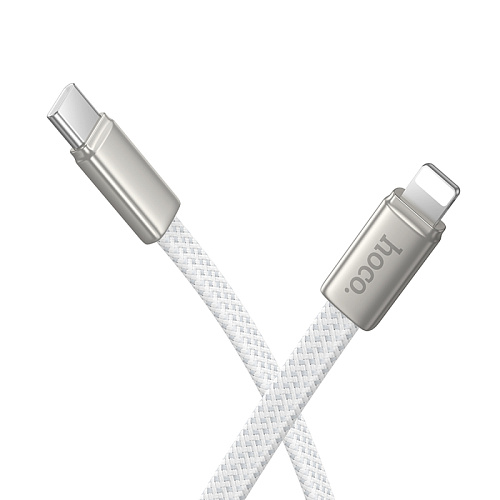 Кабель Lightning to Type-C (PD), HOCO, X125, 1м, плоский, 30W, белый