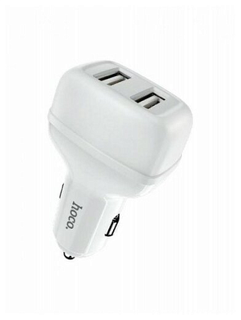 Автомобильное зарядное устройство, 2 USB 2.4A (Z36), usb cable lightning, HOCO, белый