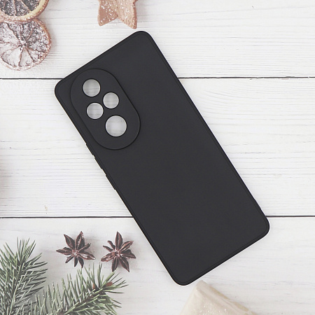 Чехол силиконовый для Honor 200 Pro, с микрофиброй внутри, с защитой камеры, X-CASE, черный