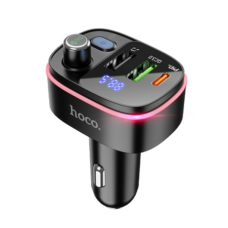 Bluetooth FM модулятор, E62, HOCO, 1 PD 20W+1 QC3.0+1 USB, черный