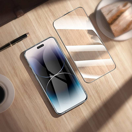 Защитное стекло для iPhone 15 Plus/16 Plus, A34, HOCO, 9D large arc dustproof glass, черное