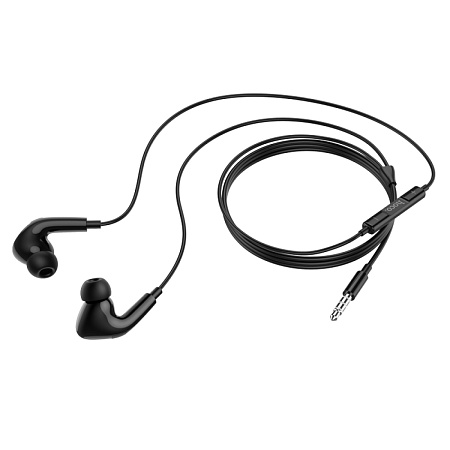 Проводные наушники M101 Pro, Crystal joy wire-controlled, HOCO, вакуумные с микрофоном, черные