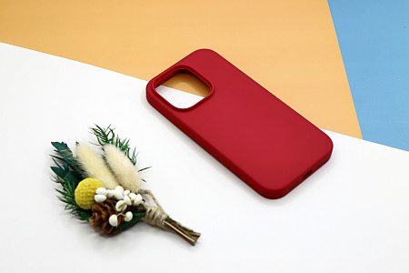 Чехол-накладка для iPhone 14 Pro, Silicon Case, без лого, бордовый