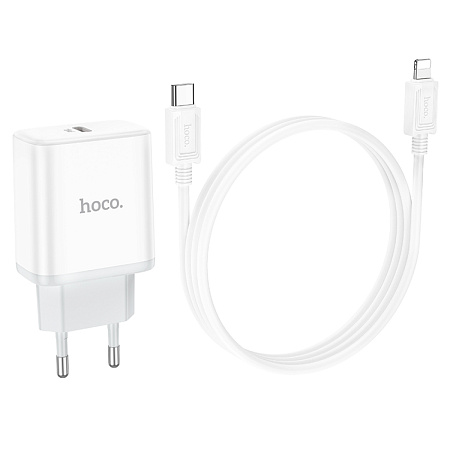 Сетевое зарядное устройство, 1 PD 20W (C104A), HOCO, Type-C to Lightning, белый