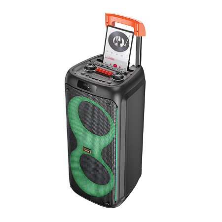 Колонка HA7, +2 беспроводных микрофона, Leader wireless dual-mic outdoor BT speaker, HOCO, черная