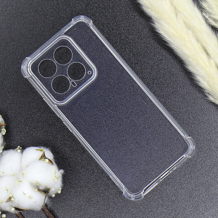 Чехол силиконовый для Xiaomi 14, усиленные края, c защитой камеры, X-CASE, прозрачный