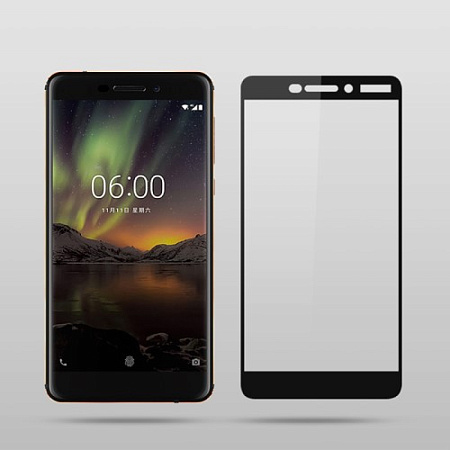 Защитное стекло на Nokia 6 (2018)/ 6.1 (2018) 3D черный, X-CASE