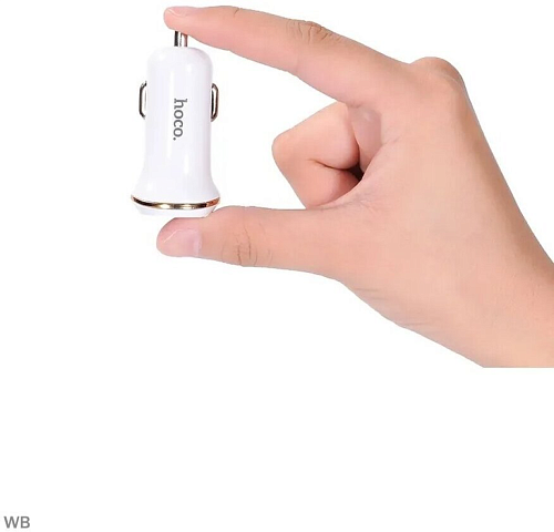 Автомобильное зарядное устройство, 2 USB 2.1A (Z1), usb cable lightning, HOCO, белый