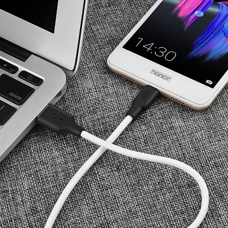 USB Кабель Micro, HOCO, X21, силиконовый, черно-белый