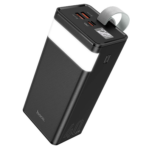 Универсальный Доп. Аккумулятор 40000mAh, J86, HOCO, выход 2 USB+1 PD (20W), вход Micro/Type-C, с дисплеем, черный