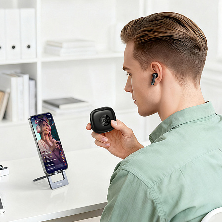 Беспроводные наушники EW204, HOCO, капельки, с дистанционным управлением, черный