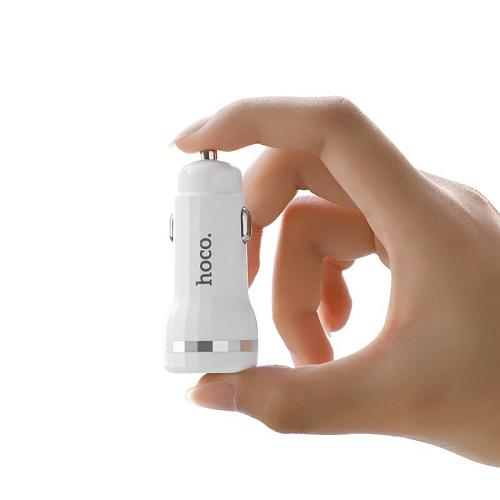 Автомобильное зарядное устройство, 2 USB 2.4A (Z27), HOCO, белый
