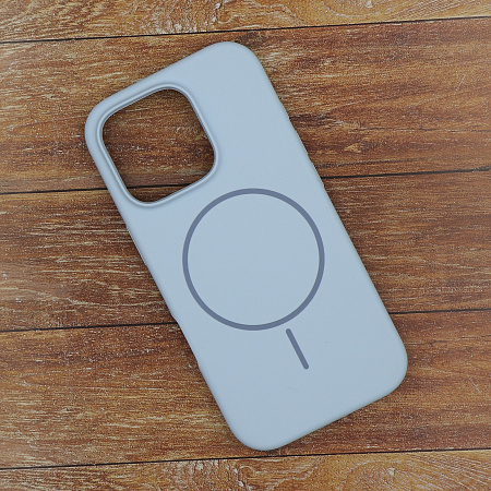 Чехол-накладка для iPhone 16 Pro, Silicon Case, магнитный (MagSafe), без лого, X-CASE, светло-голубой