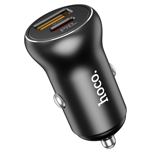 Автомобильное зарядное устройство, 1 USB QC3.0+1 PD 30W (NZ5), HOCO, черный