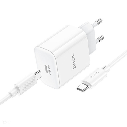 Сетевое зарядное устройство, 1 PD 30W (C76A Pro), HOCO, Type-C to Type-C, белый
