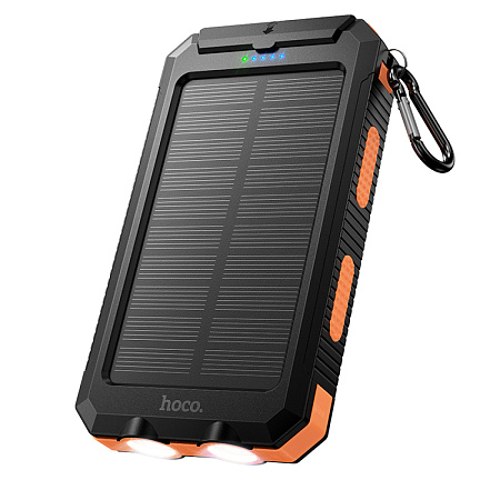 Универсальный Доп. Аккумулятор 8000mAh, J164, HOCO, 2USB (5V/2A) c фонариком, черный