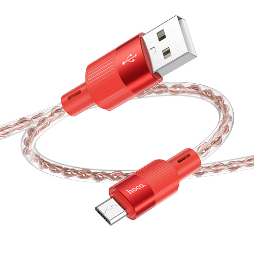 USB Кабель Micro, HOCO, X99, 1м, силиконовый, красный