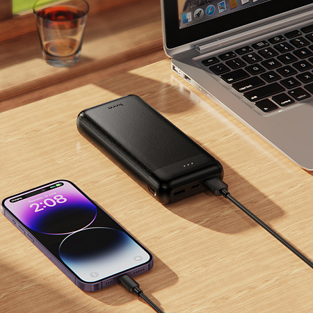 Универсальный Доп. Аккумулятор 20000mAh, J153A, HOCO, выход: 2 USB (5V/2A), черный