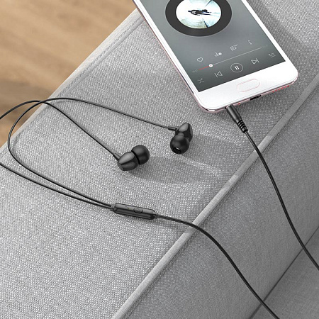 Проводные наушники M94, Universal earphones with microphone, HOCO, вакуумные, черные