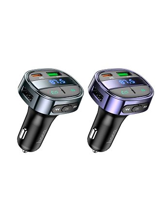 Bluetooth FM модулятор, E70, HOCO, 1 PD 30W+1 USB QC3.0, черный