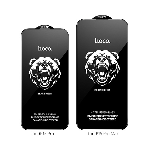 Защитное стекло для iPhone 15 Pro, A777, HOCO, HD, рамка черная