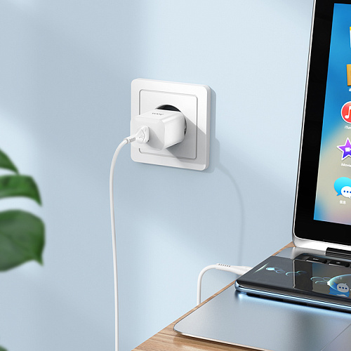 Сетевое зарядное устройство, 1 USB 3.0 QC (N26), HOCO, Type-C, белый