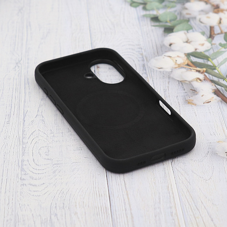 Чехол-накладка для iPhone 16, Silicon Case, магнитный (MagSafe), без лого, X-CASE, черный