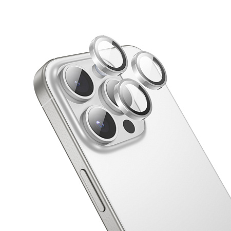 Защитное стекло для iPhone 16 Pro/16 Pro Max, V12 Plus, HOCO, на заднюю камеру, серебро
