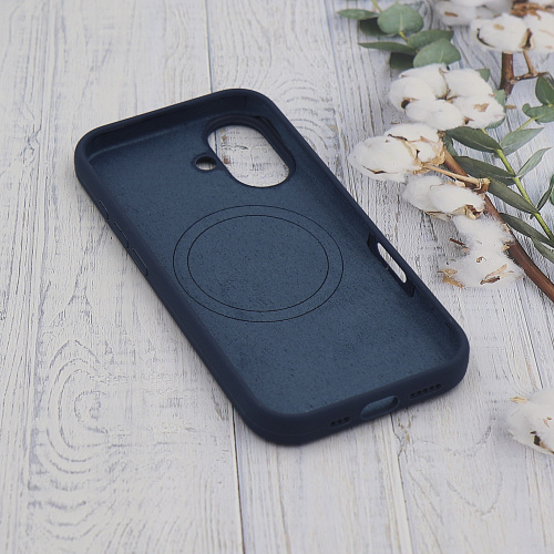 Чехол-накладка для iPhone 16, Silicon Case, магнитный (MagSafe), без лого, X-CASE, синий
