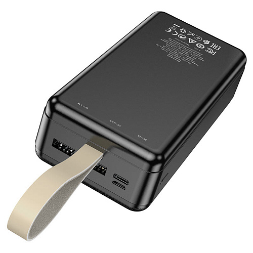 Универсальный Доп. Аккумулятор 30000mAh, J91B, HOCO,  выход 2 USB (2.1A), вход Micro/Type-C, черный