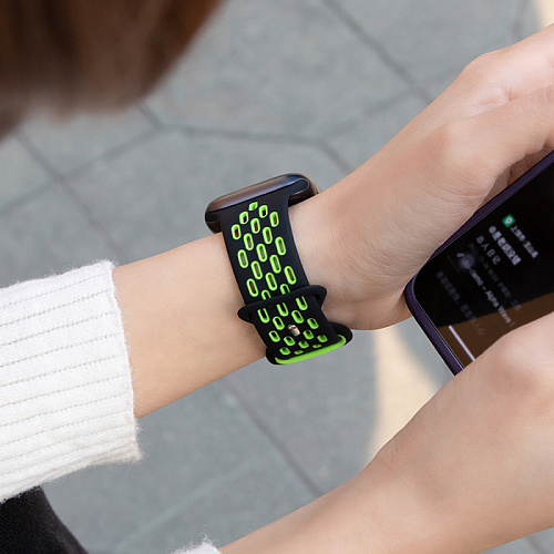 Ремешок на руку для Apple Watch 44/45/46/49 мм, силиконовый, Flexible series, WA19, HOCO, черный с желтым