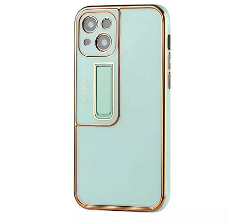 Чехол силиконовый для iPhone 13 mini (5.4), глянцевый с подставкой, X-CASE, бирюзовый