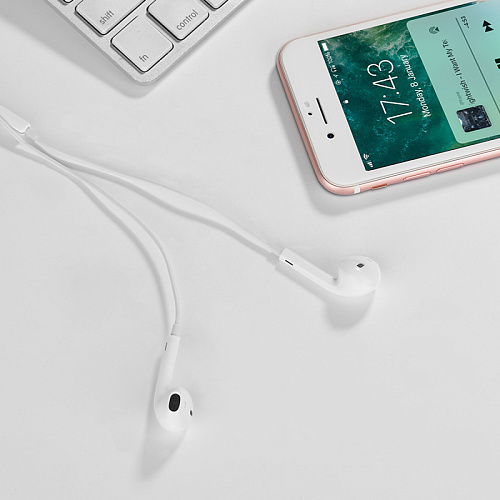 Проводные наушники L7 Plus, Lightning, HOCO, белые