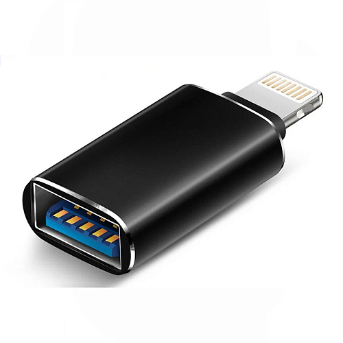 Переходник OTG Lightning (папа) — USB 3.0 (мама), цвет черный