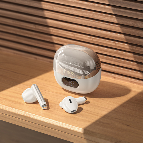 Беспроводные наушники EQ18, HOCO, с экраном, молочно-белый