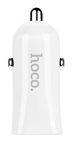 Автомобильное зарядное устройство, 2 USB 2.4A (Z12), usb cable lightning, HOCO, белый