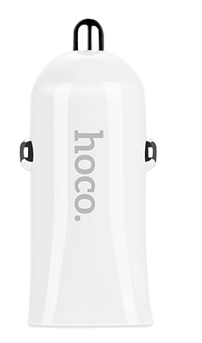 Автомобильное зарядное устройство, 2 USB 2.4A (Z12), usb cable lightning, HOCO, белый