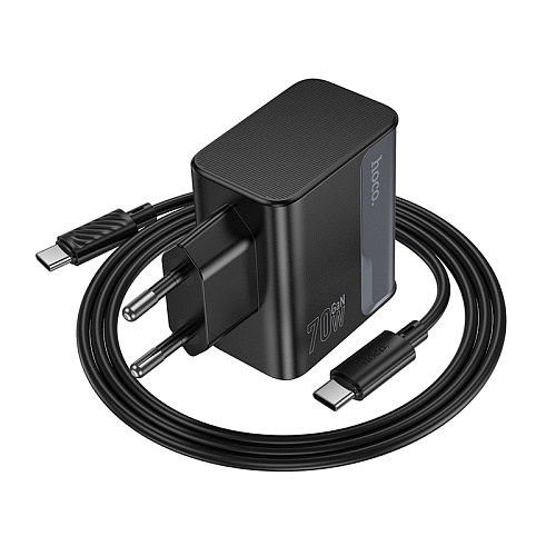 Сетевое зарядное устройство, 2 PD 70W + 1 USB 3.0 QC (CS75A), HOCO, Type-C to Type-C, черный