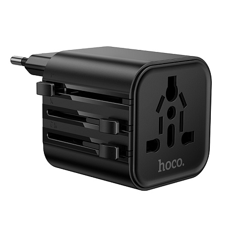 Переходник на розетку (все виды), AC29, HOCO, выход: 1000W, цвет черный