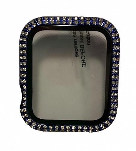 Защитное стекло на Apple Watch, 44mm, со стразами, синий