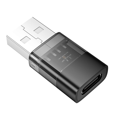Переходник с USB 2.0 (папа) на Type-C (мама), UA36C, HOCO, черный