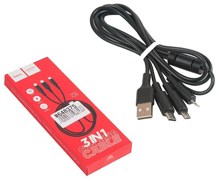 USB дата кабель Lightning+Micro+Type-C, X25, HOCO, черный