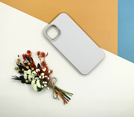 Чехол-накладка для iPhone 14, Silicon Case, без лого, светло-серый