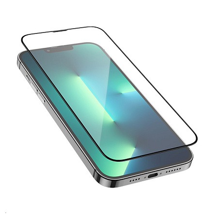 Защитное стекло на iPhone 13 Pro Max/14 Plus (6.7), с сеточкой для динамика, черное, X-CASE