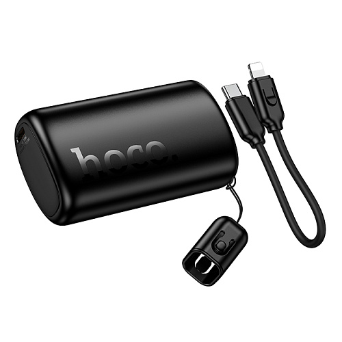 Универсальный Доп. Аккумулятор 10000mAh, Q50, HOCO, выход 1 PD (20W), кабель: Type-C, Lightning, черный