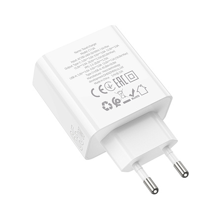 Сетевое зарядное устройство, 1 PD 65W + 1 USB 18W (C113A), HOCO, белый