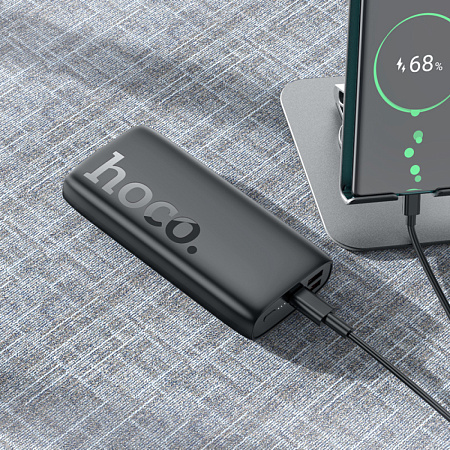 Универсальный Доп. Аккумулятор 20000mAh, J122A, HOCO, выход: 2 USB (22.5W)+1 PD (20W), черный
