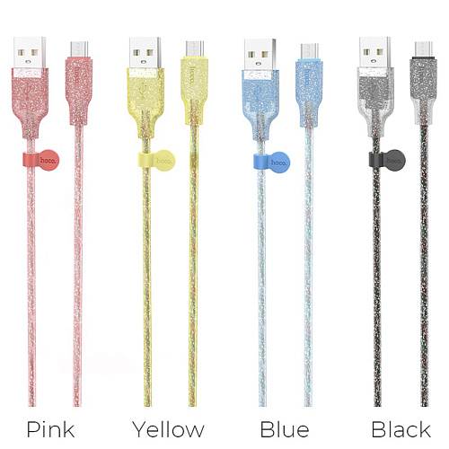 USB Кабель Micro, HOCO, U73, силиконовый, черный